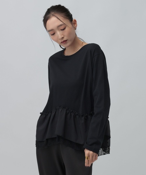 LEPSIM(レプシィム)の「異素材ヘムドッキングプルオーバー 1080842(Tシャツ/カットソー・レディース・アイボリー/ブラック/カーキ・FREE)」の5枚目の写真