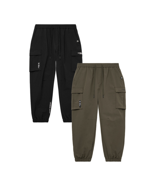 LIFE WORK(ライフワーク)の「企画) L1ナイロン裏起毛カーゴジョガーパンツ(スウェットパンツ・メンズ・ブラック/カーキ・M/L/S)」の3枚目の写真
