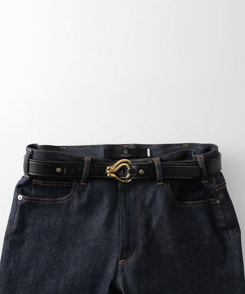 TORY LEATHER（トリーレザー）の「＜TORY LEATHER＞ CREASED BELT/ﾍﾞﾙﾄ（ベルト・メンズ・ブラック/ダークブラウン・34/32/30）」の6枚目の写真