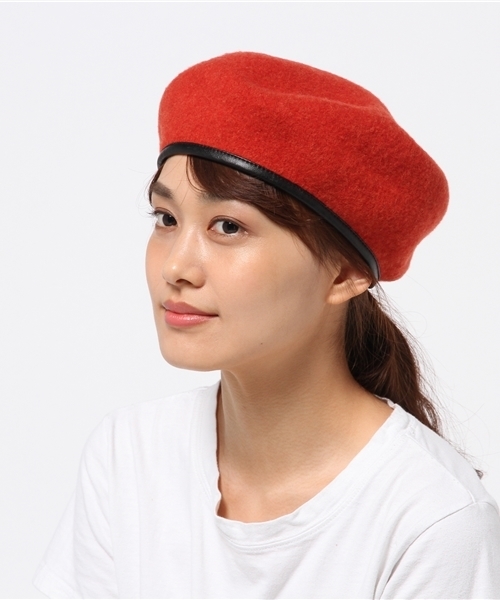 SLY（スライ）の「WOOLパイピングベレー帽（キャップ・レディース・ベージュ/オレンジ/ブラック/トップグレー・FREE）」の4枚目の写真