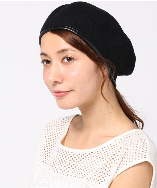 SLY（スライ）の「WOOLパイピングベレー帽（キャップ・レディース・ベージュ/オレンジ/ブラック/トップグレー・FREE）」の2枚目の写真