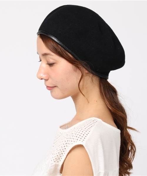 SLY（スライ）の「WOOLパイピングベレー帽（キャップ・レディース・ベージュ/オレンジ/ブラック/トップグレー・FREE）」の5枚目の写真