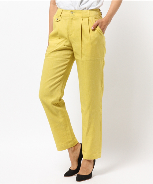 タック入り綿麻ワイドパンツ