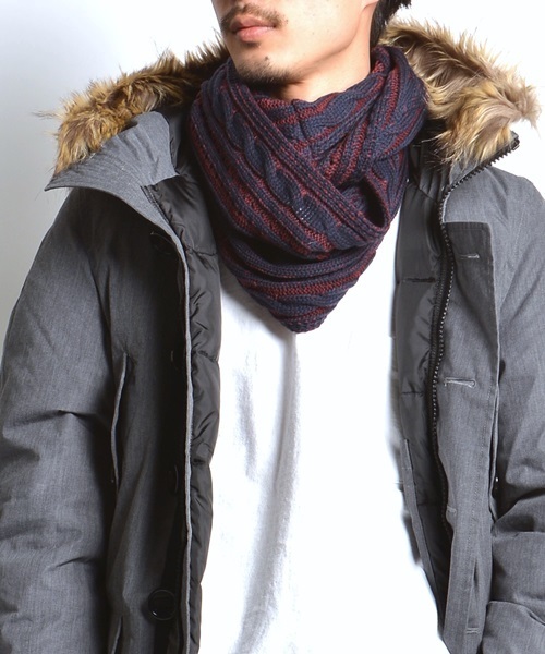 SHIPS JET BLUE（シップスジェットブルー）の「SHIPS JET BLUE: ケーブルスヌード 16FW（ストール/ショール・メンズ・ネイビー/ブラック/ブラウン/レッド・ONE SIZE）」の4枚目の写真