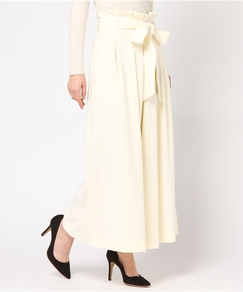 mysty woman（ミスティウーマン）の「ジョーゼットワイドパンツ（その他パンツ・レディース・ブラック/ピンクベージュ/オフホワイト・FREE）」の2枚目の写真