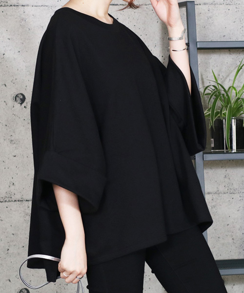 reca(レカ)の「ゆったりサイズ薄手スウェットカットソー(Tシャツ/カットソー・レディース・ブラック/ホワイト/グレー・FREE)」の12枚目の写真