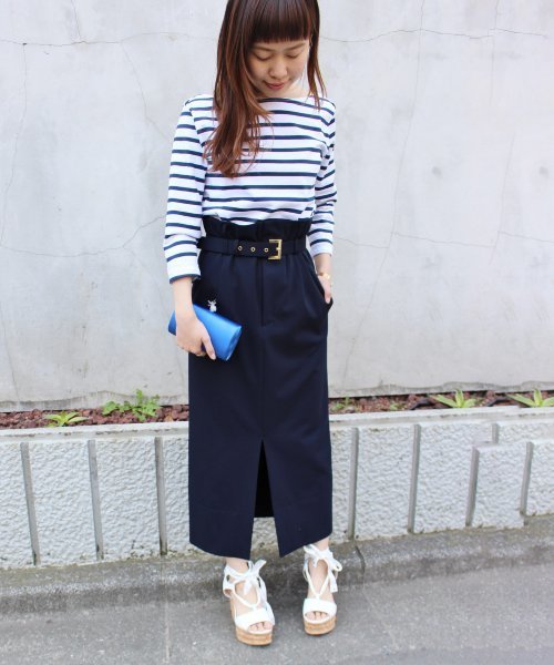 Le Minor（ルミノア）の「LE MINOR LM20G 705 ワイドボートネックボーダープルオーバー◆（Tシャツ/カットソー・レディース・ホワイト×ホワイト/サックスブルー・FREE）」の16枚目の写真