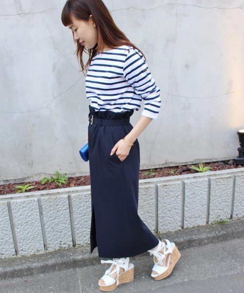 Le Minor（ルミノア）の「LE MINOR LM20G 705 ワイドボートネックボーダープルオーバー◆（Tシャツ/カットソー・レディース・ホワイト×ホワイト/サックスブルー・FREE）」の14枚目の写真