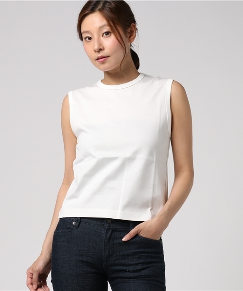 CINOH（チノ）の「【CINOH】STANDARD SLEEVELESS PULLOVER（Tシャツ/カットソー・レディース・ホワイト/ブラック・38/36）」の2枚目の写真