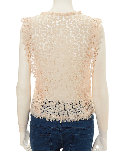 Color(カラー)の「フラワーレースフリンジトップス(シャツ/ブラウス・レディース・グレー/ベージュ/ブラック/ベビーピンク/ホワイト・MEDIUM)」の8枚目の写真