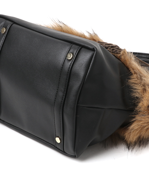 koe（コエ）の「ファー付フェイクレザートート（トートバッグ・レディース・グレー/ブラック・FREE）」の4枚目の写真
