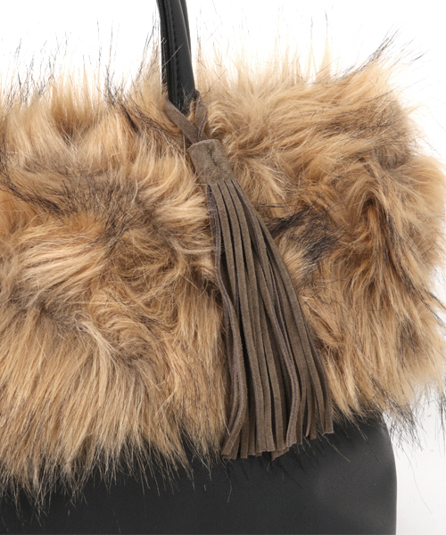 koe（コエ）の「ファー付フェイクレザートート（トートバッグ・レディース・グレー/ブラック・FREE）」の7枚目の写真