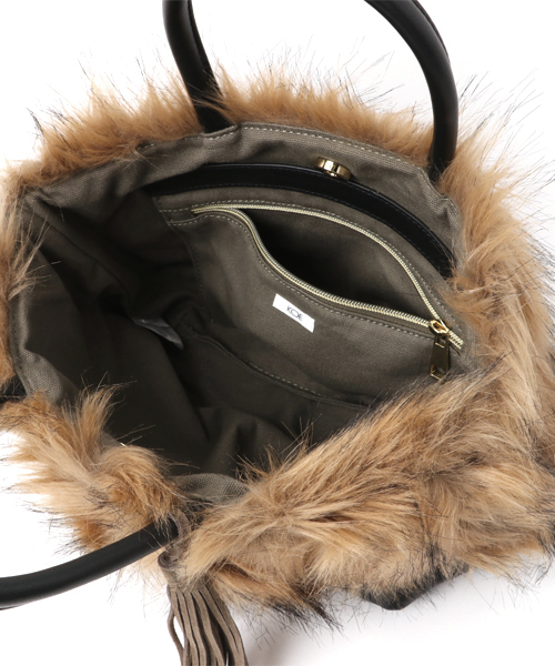 koe（コエ）の「ファー付フェイクレザートート（トートバッグ・レディース・グレー/ブラック・FREE）」の3枚目の写真