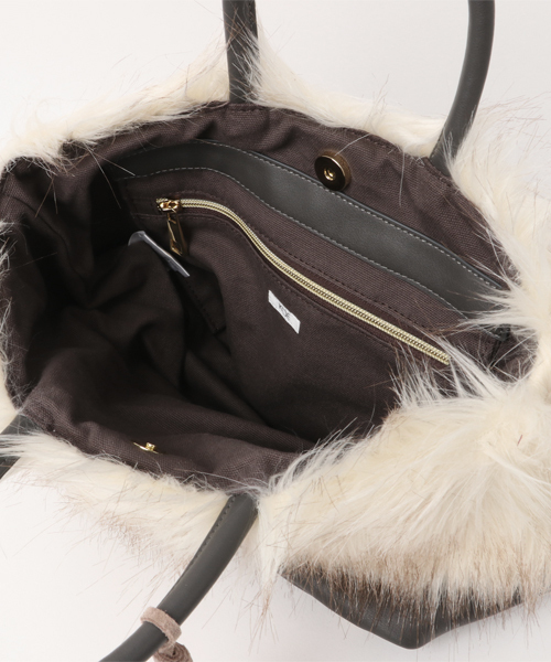 koe（コエ）の「ファー付フェイクレザートート（トートバッグ・レディース・グレー/ブラック・FREE）」の5枚目の写真