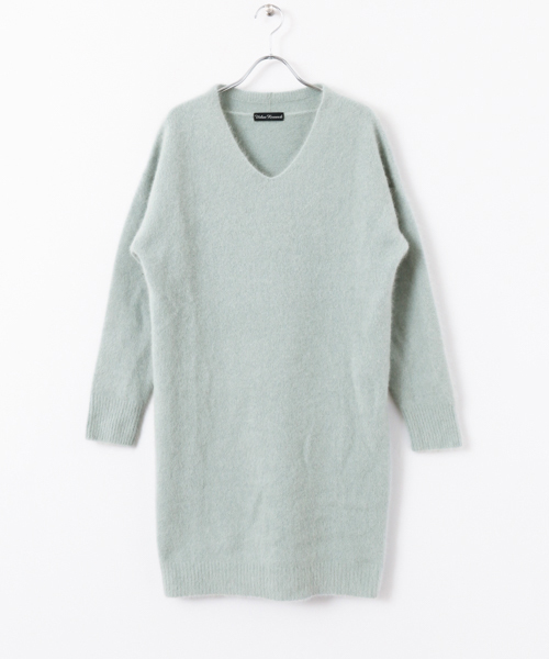 URBAN RESEARCH（アーバンリサーチ）の「ラクーンVネックニットワンピース（ワンピース・レディース・ライトグレー/ミント・FREE）」の12枚目の写真