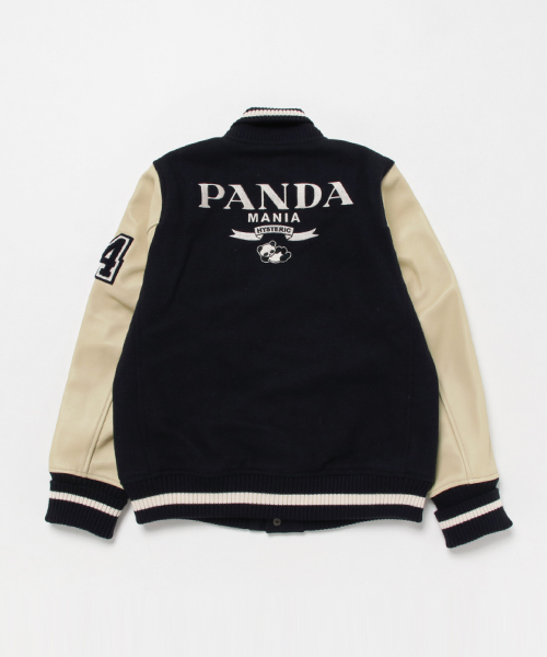 JOEY HYSTERIC PANDA MANIA刺繍 レザースリーブスタジャン JOEY HYSTERIC（ジョーイヒステリック）の「PANDA MANIA刺繍 レザー