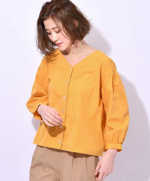 Discoat Parisien ディスコートパリシアン の 柄で差を付ける きゃしゃ盛れ前開きブラウス シャツ ブラウス Wear