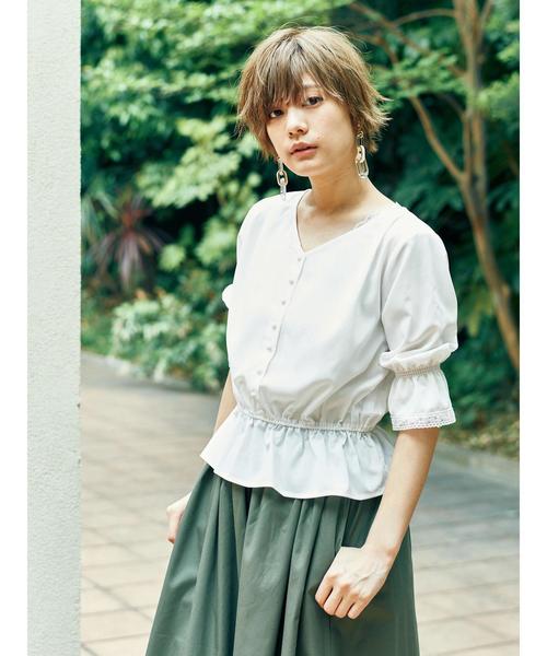 earth music&ecology(アースミュージックアンドエコロジー)の「・ウエストシャーリングブラウス(シャツ/ブラウス・レディース・オフホワイト/ライトピンク/ブラック・FREE)」の8枚目の写真