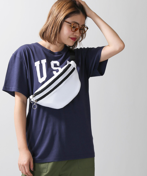 WEGO（ウィゴー）の「WEGO/メッシュウエストバッグ（ボディバッグ/ウエストポーチ・レディース・ホワイト/ブラック/ピンク・FREE）」の2枚目の写真