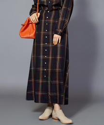 BEAUTY&YOUTH UNITED ARROWS | BY キュプラチェックフロントボタンマキシスカート о(スカート)