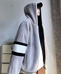 neos | 【neos -addictive design-】ルーズシルエット 袖ライン フード フリース ボア ブルゾン(ブルゾン)