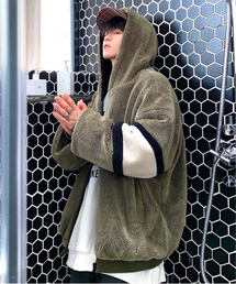 neos | 【neos -addictive design-】ルーズシルエット 袖ライン　フード ボア ブルゾン(ブルゾン)