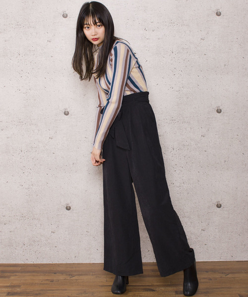 LUGG NAGG（ラグナグ）の「【Jewelobe/ ジュエローブ】ストライプ リブニットトップス（ニット/セーター・レディース・ネイビー/ブラウン/グレー・FREE）」の18枚目の写真