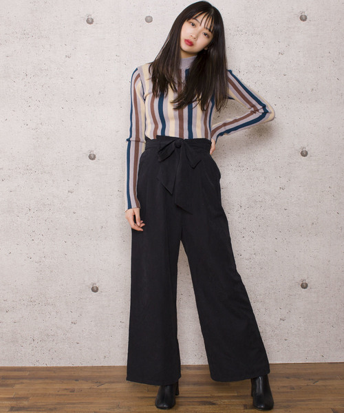 LUGG NAGG（ラグナグ）の「【Jewelobe/ ジュエローブ】ストライプ リブニットトップス（ニット/セーター・レディース・ネイビー/ブラウン/グレー・FREE）」の14枚目の写真