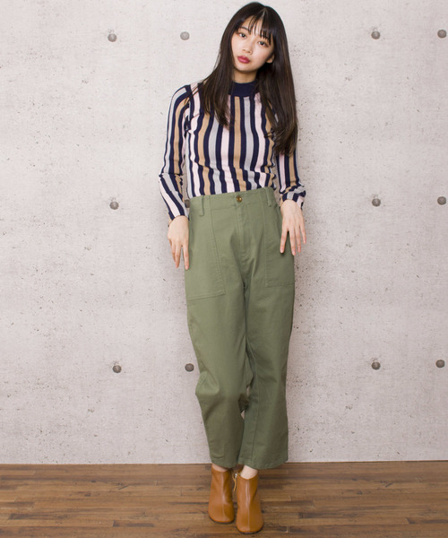 LUGG NAGG（ラグナグ）の「【Jewelobe/ ジュエローブ】ストライプ リブニットトップス（ニット/セーター・レディース・ネイビー/ブラウン/グレー・FREE）」の13枚目の写真