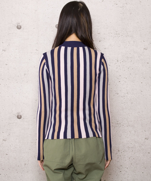 LUGG NAGG（ラグナグ）の「【Jewelobe/ ジュエローブ】ストライプ リブニットトップス（ニット/セーター・レディース・ネイビー/ブラウン/グレー・FREE）」の17枚目の写真