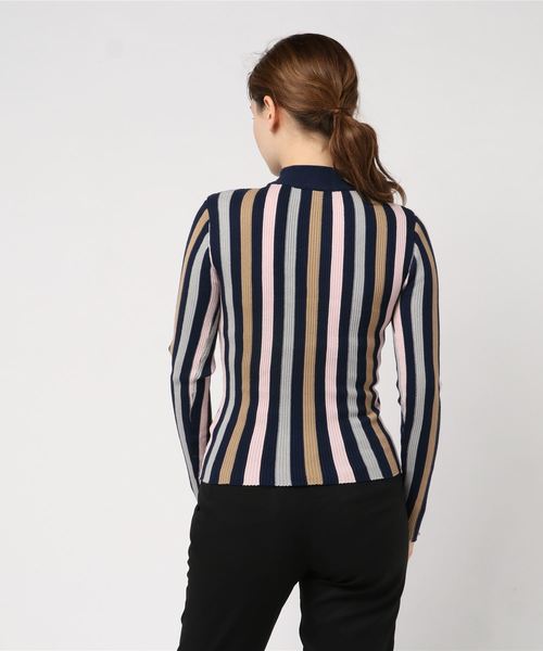 LUGG NAGG（ラグナグ）の「【Jewelobe/ ジュエローブ】ストライプ リブニットトップス（ニット/セーター・レディース・ネイビー/ブラウン/グレー・FREE）」の8枚目の写真