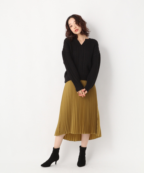 A part by（アパートバイ）の「3GAWNケーブルスキッパー 823151（ニット/セーター・レディース・ブラック/ベージュ/オフホワイト/カーキ・FREE）」の15枚目の写真