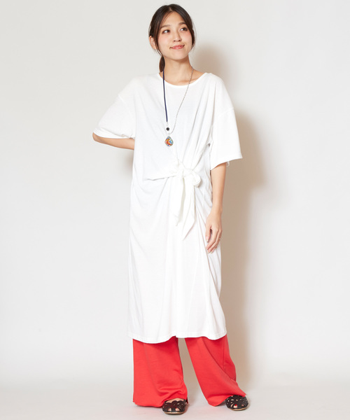 セール Yul ワンピース チャイハネ ワンピース カットソー変形リボンワンピース ワンピース チャイハネ チャイハネ のファッション
