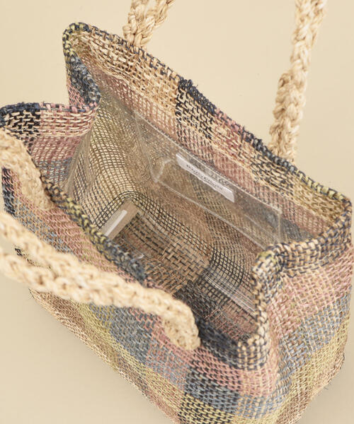 BEAUTY&YOUTH UNITED ARROWS（ビューティーアンドユースユナイテッドアローズ）の「BY∴ クリア×チェックミニトート/カゴバッグ ◆（トートバッグ・レディース・ブラウン/ナチュラル・FREE）」の14枚目の写真