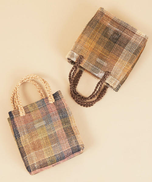 BEAUTY&YOUTH UNITED ARROWS（ビューティーアンドユースユナイテッドアローズ）の「BY∴ クリア×チェックミニトート/カゴバッグ ◆（トートバッグ・レディース・ブラウン/ナチュラル・FREE）」の9枚目の写真