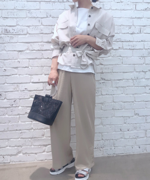 OLIVE des OLIVE（オリーブデオリーブ）の「【ZOZOTOWN限定】リブスリットワイドパンツ（その他パンツ・レディース・ブラウン/ブラック/ベージュ・FREE）」の4枚目の写真