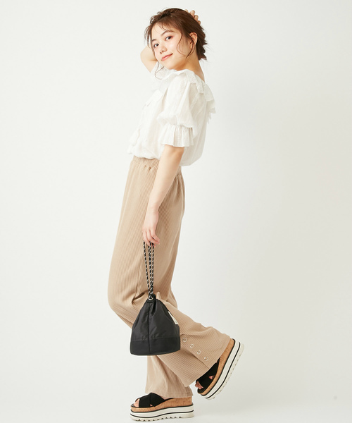 OLIVE des OLIVE（オリーブデオリーブ）の「【ZOZOTOWN限定】リブスリットワイドパンツ（その他パンツ・レディース・ブラウン/ブラック/ベージュ・FREE）」の13枚目の写真