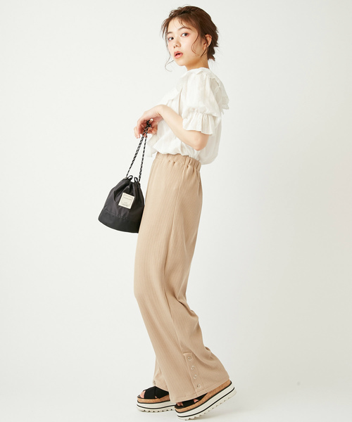 OLIVE des OLIVE（オリーブデオリーブ）の「【ZOZOTOWN限定】リブスリットワイドパンツ（その他パンツ・レディース・ブラウン/ブラック/ベージュ・FREE）」の19枚目の写真