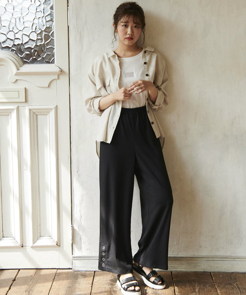 OLIVE des OLIVE（オリーブデオリーブ）の「【ZOZOTOWN限定】リブスリットワイドパンツ（その他パンツ・レディース・ブラウン/ブラック/ベージュ・FREE）」の12枚目の写真