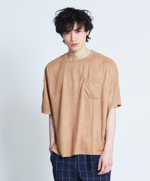 ABAHOUSE GRAY(アバハウスグレイ)の「【展開店舗限定】フェイクスエードTシャツ(Tシャツ/カットソー・メンズ・サックスブルー/ネイビー/ピンク/ベージュ/グリーン・46/48)」の2枚目の写真