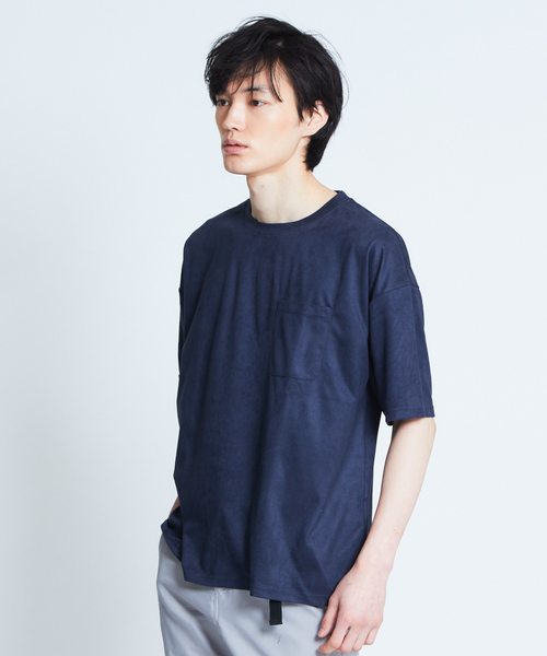 ABAHOUSE GRAY(アバハウスグレイ)の「【展開店舗限定】フェイクスエードTシャツ(Tシャツ/カットソー・メンズ・サックスブルー/ネイビー/ピンク/ベージュ/グリーン・46/48)」の4枚目の写真