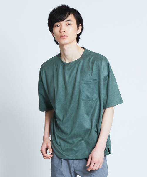 ABAHOUSE GRAY(アバハウスグレイ)の「【展開店舗限定】フェイクスエードTシャツ(Tシャツ/カットソー・メンズ・サックスブルー/ネイビー/ピンク/ベージュ/グリーン・46/48)」の3枚目の写真
