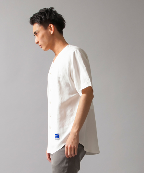 MONKEY TIME（モンキータイム）の「MT ∴ リネン/レーヨン ベースボール シャツ◆（シャツ/ブラウス・メンズ・ホワイト/ブラック・LARGE/MEDIUM/SMALL）」の10枚目の写真