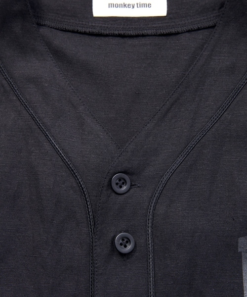 MONKEY TIME（モンキータイム）の「MT ∴ リネン/レーヨン ベースボール シャツ◆（シャツ/ブラウス・メンズ・ホワイト/ブラック・LARGE/MEDIUM/SMALL）」の7枚目の写真