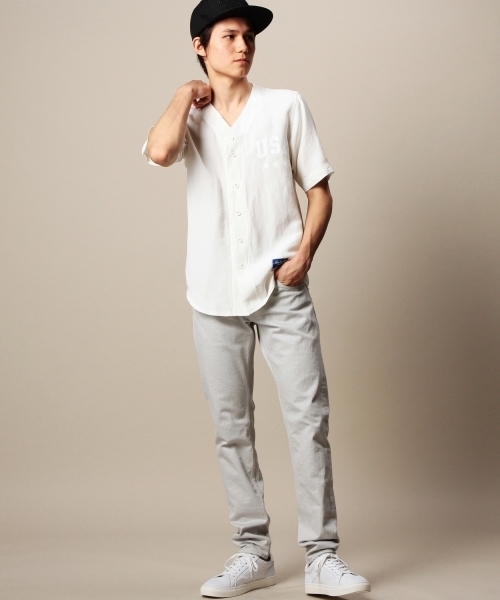 MONKEY TIME（モンキータイム）の「MT ∴ リネン/レーヨン ベースボール シャツ◆（シャツ/ブラウス・メンズ・ホワイト/ブラック・LARGE/MEDIUM/SMALL）」の17枚目の写真