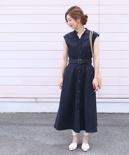 reca（レカ）の「2way ベルト付きワンピース（ワンピース・レディース・ベージュ/ネイビー/ブルー系その他・M）」の2枚目の写真