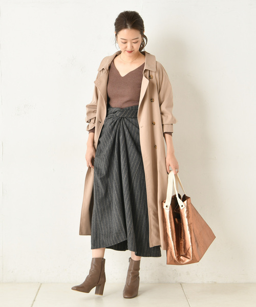 DouDou（ドゥドゥ）の「ストライプカイトフレアスカート（スカート・レディース・ブラウン/イエロー・FREE）」の8枚目の写真