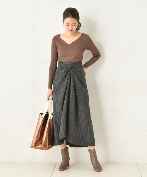 DouDou（ドゥドゥ）の「ストライプカイトフレアスカート（スカート・レディース・ブラウン/イエロー・FREE）」の5枚目の写真