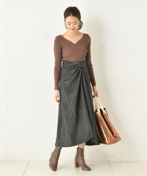 DouDou（ドゥドゥ）の「ストライプカイトフレアスカート（スカート・レディース・ブラウン/イエロー・FREE）」の11枚目の写真