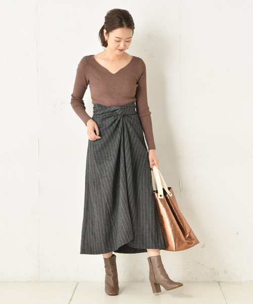 DouDou（ドゥドゥ）の「ストライプカイトフレアスカート（スカート・レディース・ブラウン/イエロー・FREE）」の9枚目の写真